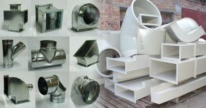 air ducts and fittings for different sections